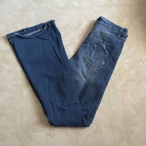 Fashion boot cut distressed jeans